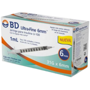 Jeringa de insulina ultra fina de 1ml y 31G x 6mm