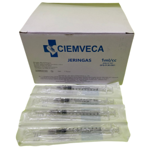  Jeringa de 1ml con aguja 27G de 1/2 pulgada