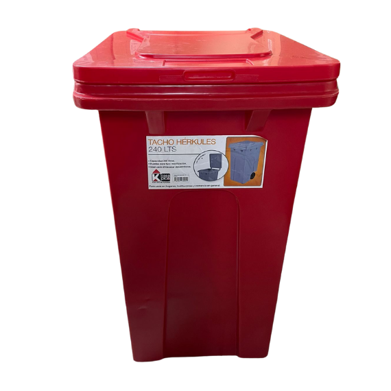 Contenedor Rojo de 240L con ruedas sin pedal