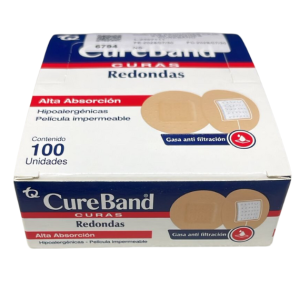 Curitas Redondas CureBand Color Piel Caja x 100