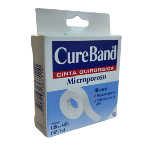 Esparadrapo Microporoso Color Blanco CureBand 1/2 Pulgada x 5 Yardas