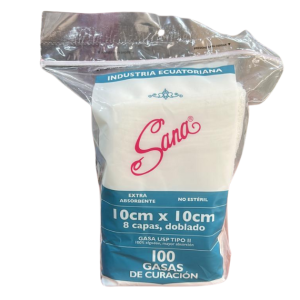 Gasa Lista No Estéril 8 Capas Paquete x 100 Sana Extra Absorbente