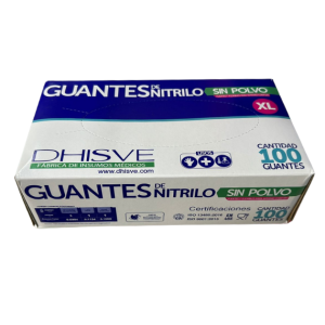 Guante de Nitrilo Azul Talla Extra Large Dhisve Caja de 100 Unidades