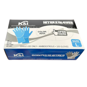 Guantes de Nitrilo Azul Talla Large Caja x 100 KI