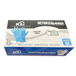 Guantes de Nitrilo Azul Talla Medium Caja x 100 KI